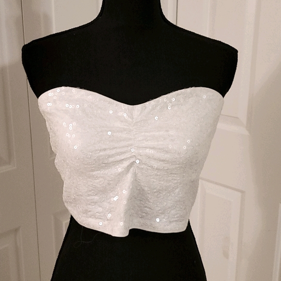 Express Tops - ☆ Express ☆ White Sequin Tube Top Size Large